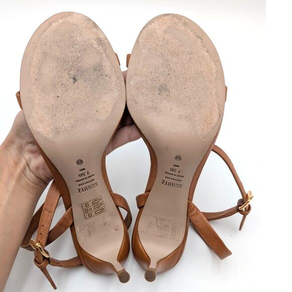 Schutz Aurora Buckled Stiletto Heel Sandals Women's Brown Size US7.5B EU38 - Picture 8 of 11